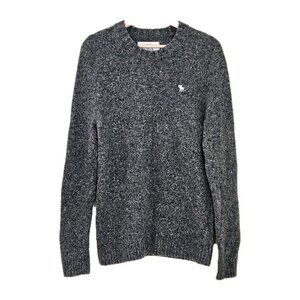 Abercrombie & Fitch Sweater Men M Marled Gray LS Crew Neck Wool Preppy Academia
